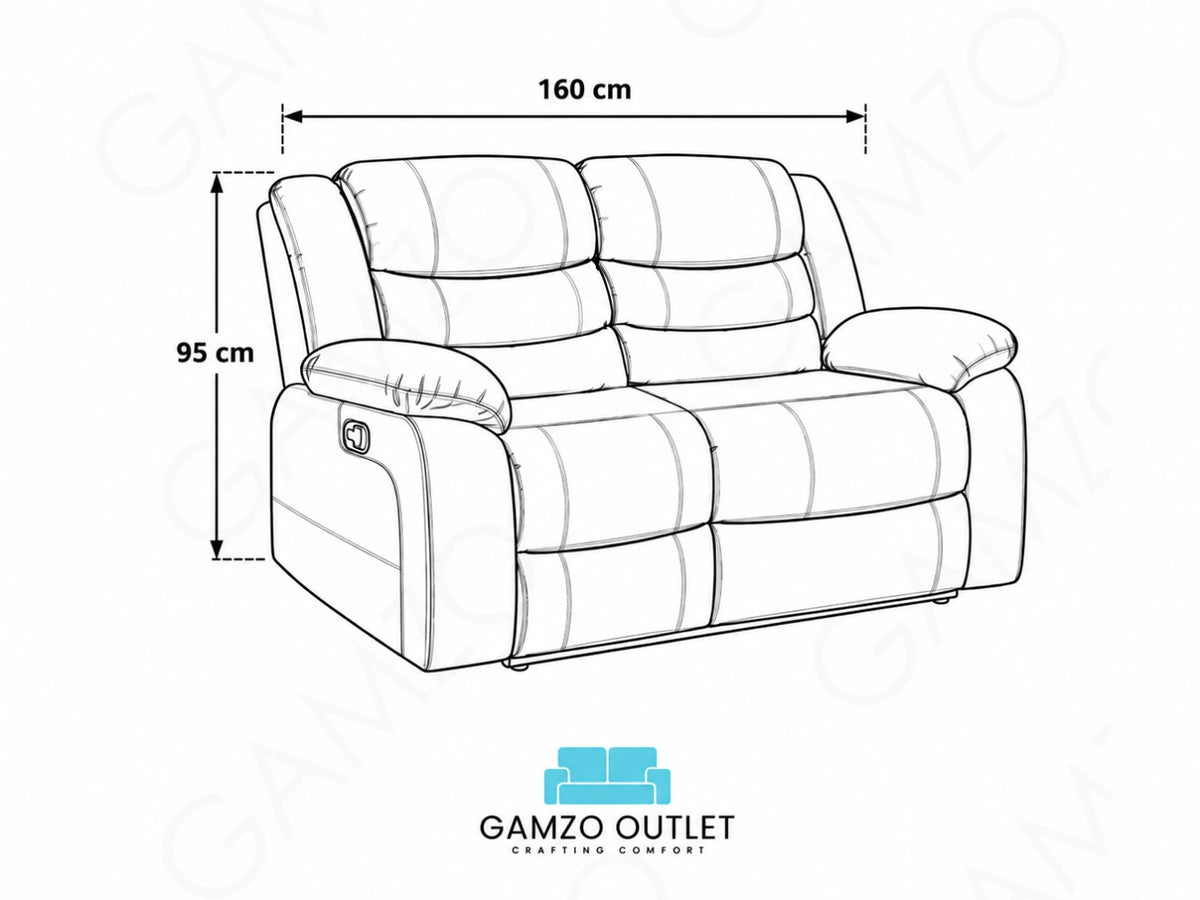 Brown Model R 2 Seater Recliner Sofa by Gamzo Outlet, showing a comfortable two-seater sofa with recliner features.