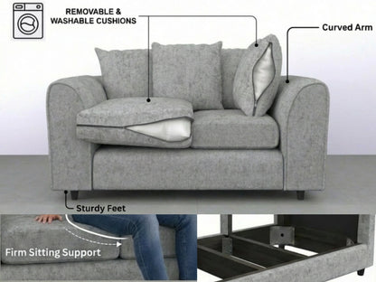 Alaska Fabric Scatter Back Sofa Set