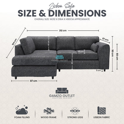 Lisbon Full Back L Shape Sofa