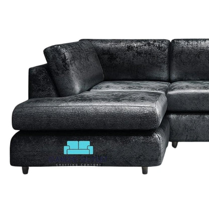Crushed Velvet Full Back L Shape Sofa