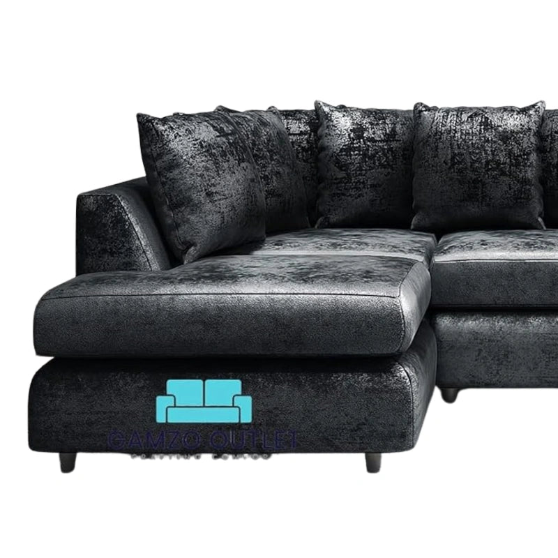 Crushed Velvet Scatter Back L Shape Sofa