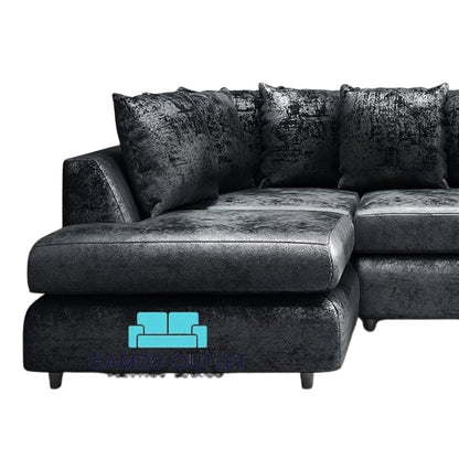 Crushed Velvet Scatter Back L Shape Sofa