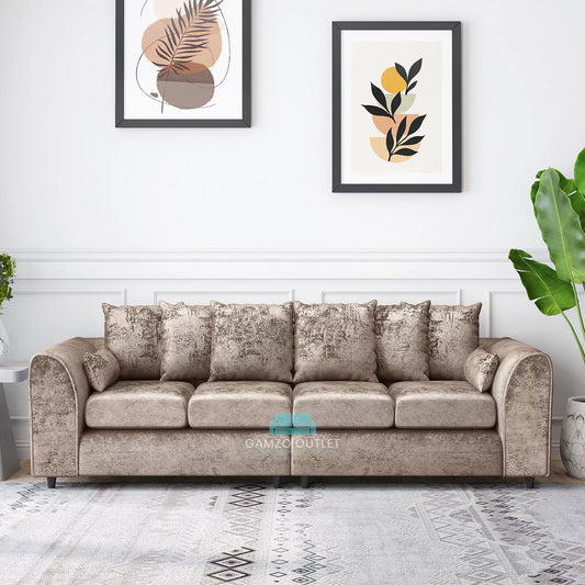 Crushed Velvet 4 Seater Scatter Back Sofa
