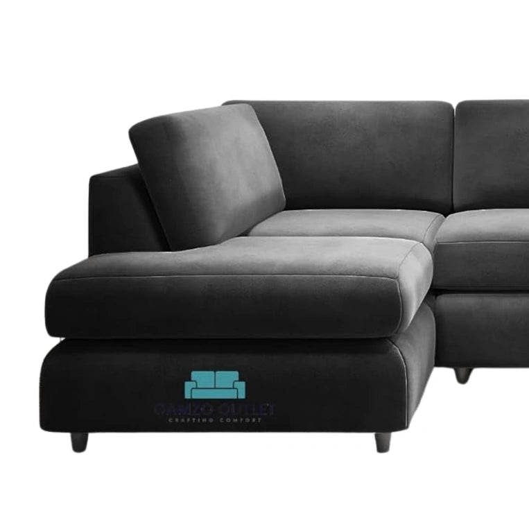 PLUSH VELVET FULL BACK L SHAPE SOFA