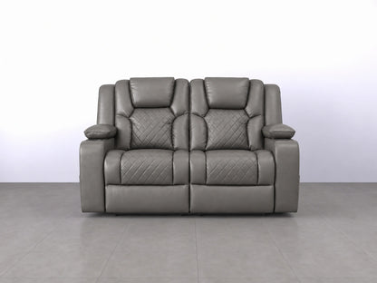 Grey Model O electric recliner sofa by Gamzo Outlet, two-seater with plush fabric and modern design.