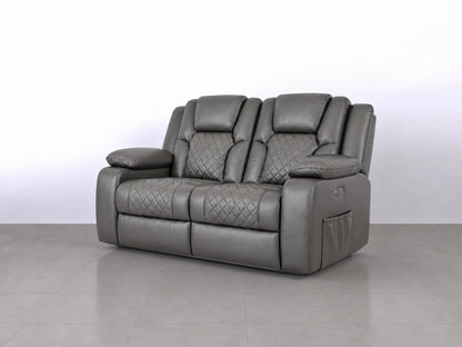 Grey two-seater Model O electric recliner sofa by Gamzo Outlet, showing plush cushions and modern design.