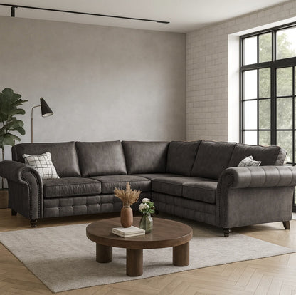 Oakland full back corner leather sofa - Gamzo Outlet
