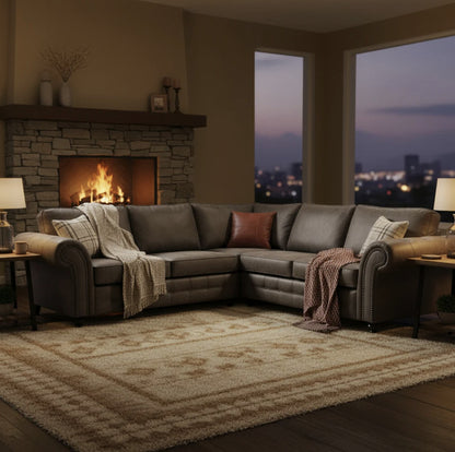 Oakland full back corner leather sofa - Gamzo Outlet