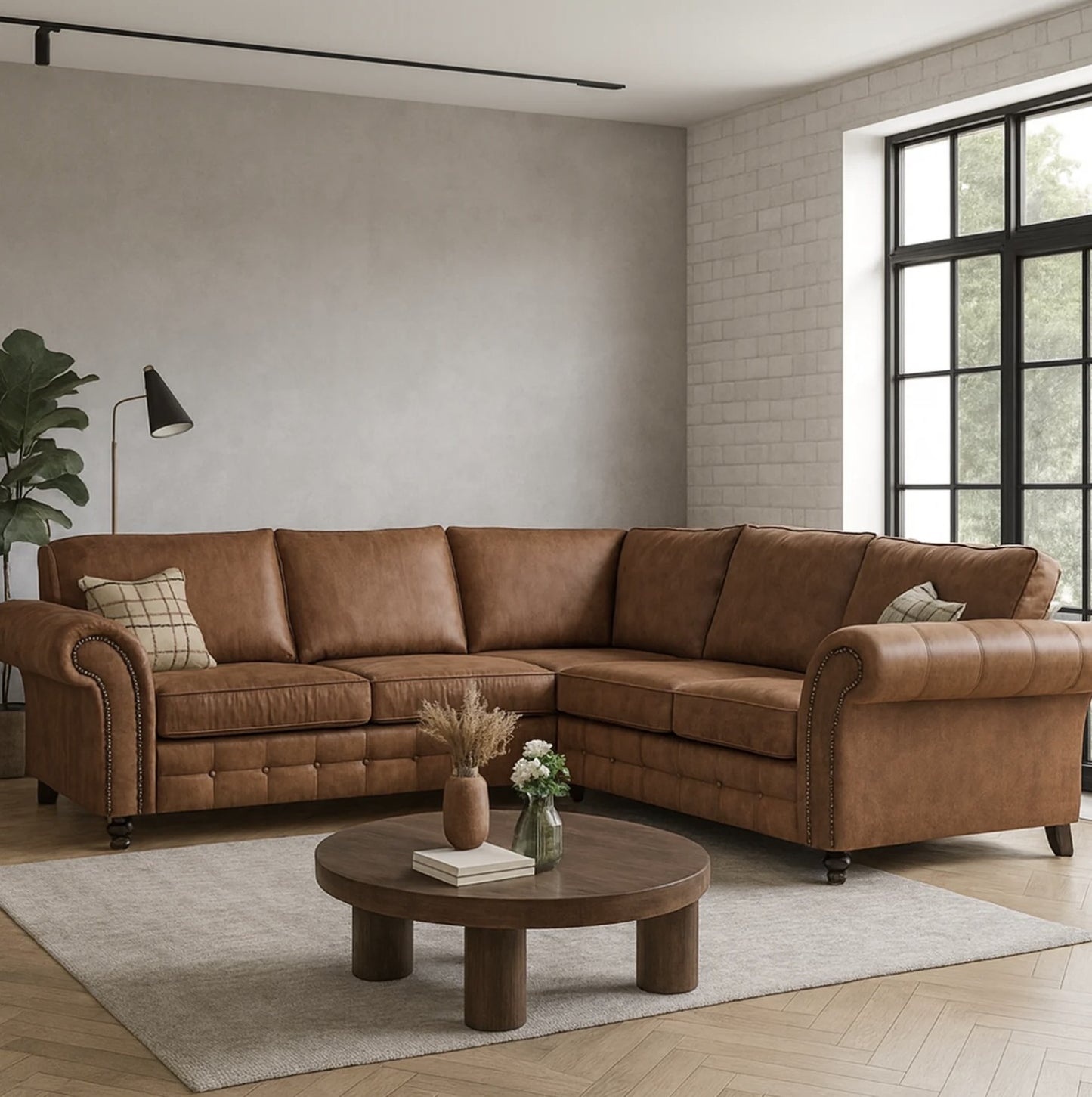 Oakland full back corner leather sofa - Gamzo Outlet