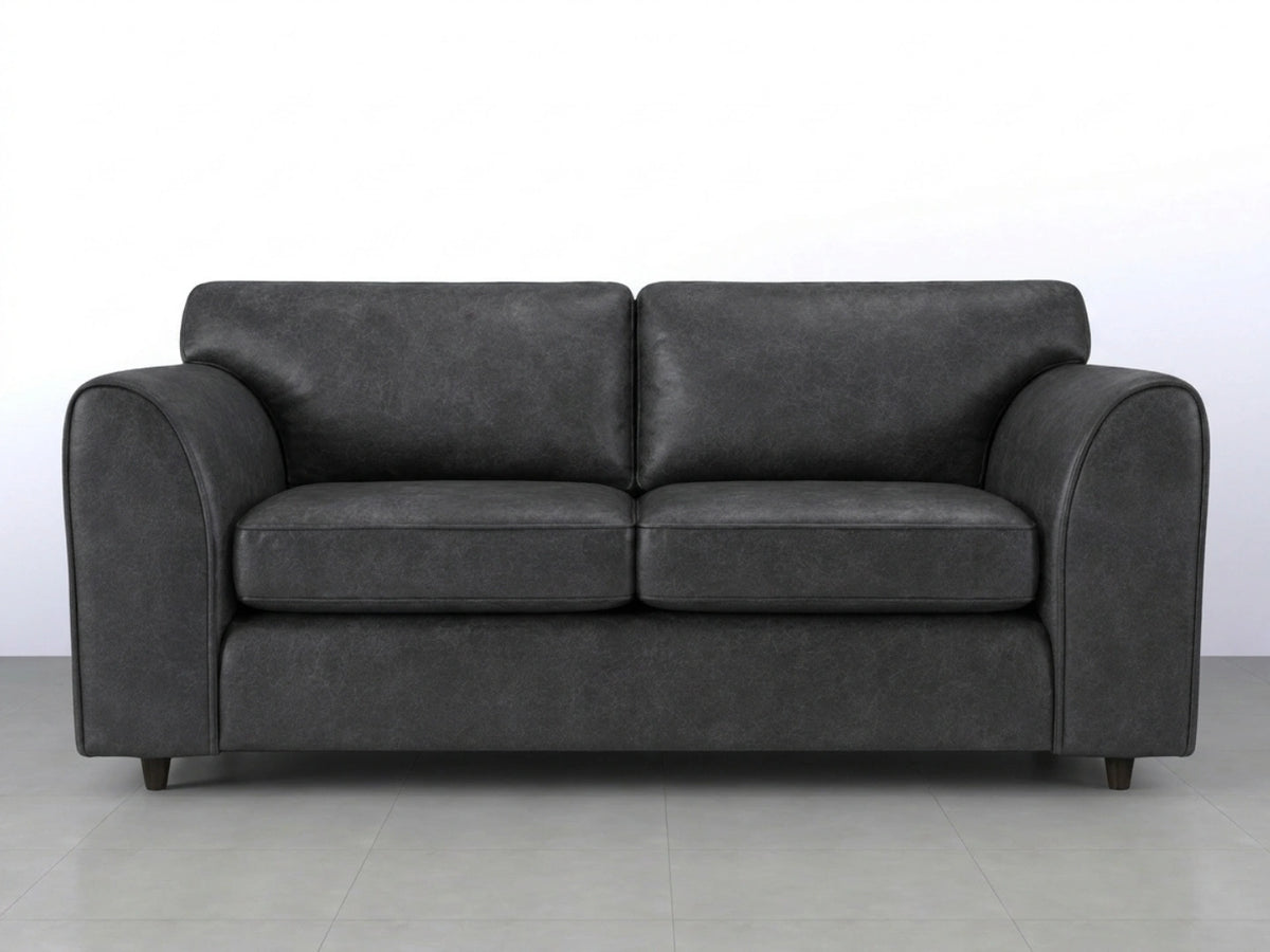 Black Dillon full back leather sofa set with three seats, featuring smooth leather upholstery and modern design by Gamzo Outlet.