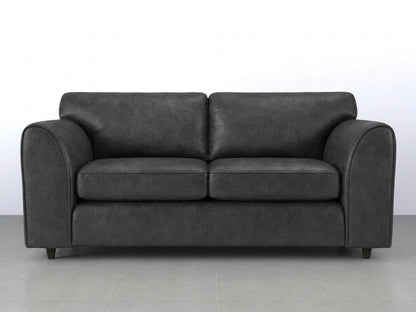 Black Dillon full back leather sofa set with three seats, featuring smooth leather upholstery and modern design by Gamzo Outlet.