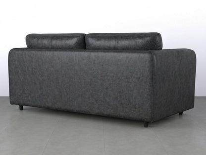 Black Dillon full back leather sofa set with three seats, featuring plush cushions and a modern design, by Gamzo Outlet.