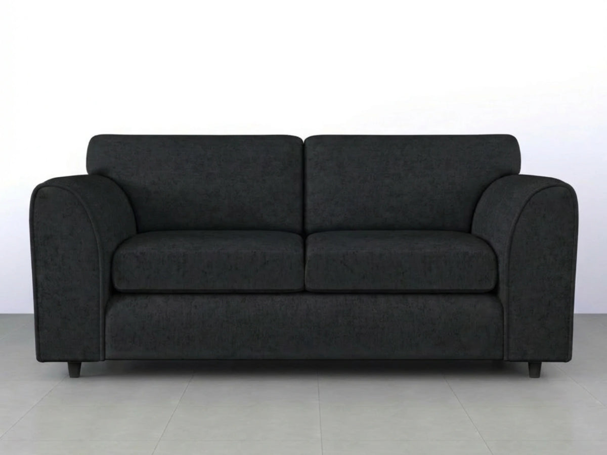 Black Gamzo Outlet Alaska Fabric full back 3-seater sofa set with plush cushions and modern design.