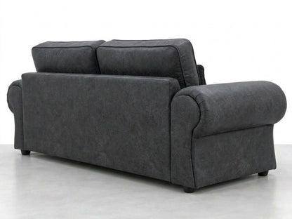 Black Gamzo Outlet Wilcot full back leather sofa set with three seats and plush cushions, modern and stylish for living rooms.