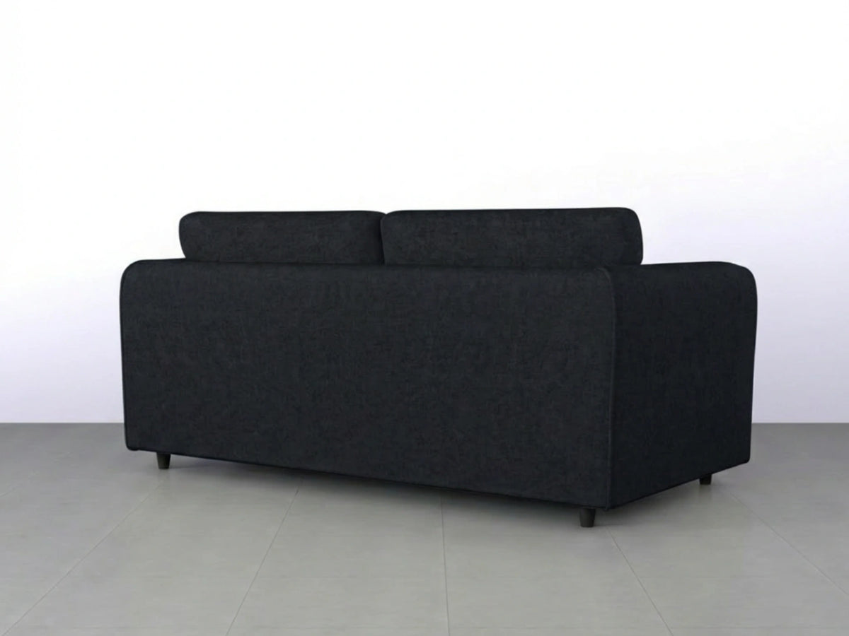 Black 3-seater Alaska fabric sofa from Gamzo Outlet featuring a full back design and modern style.