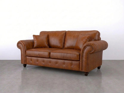 Brown leather Oakland 3-seater sofa with full back support, crafted by Gamzo Outlet for stylish comfort.
