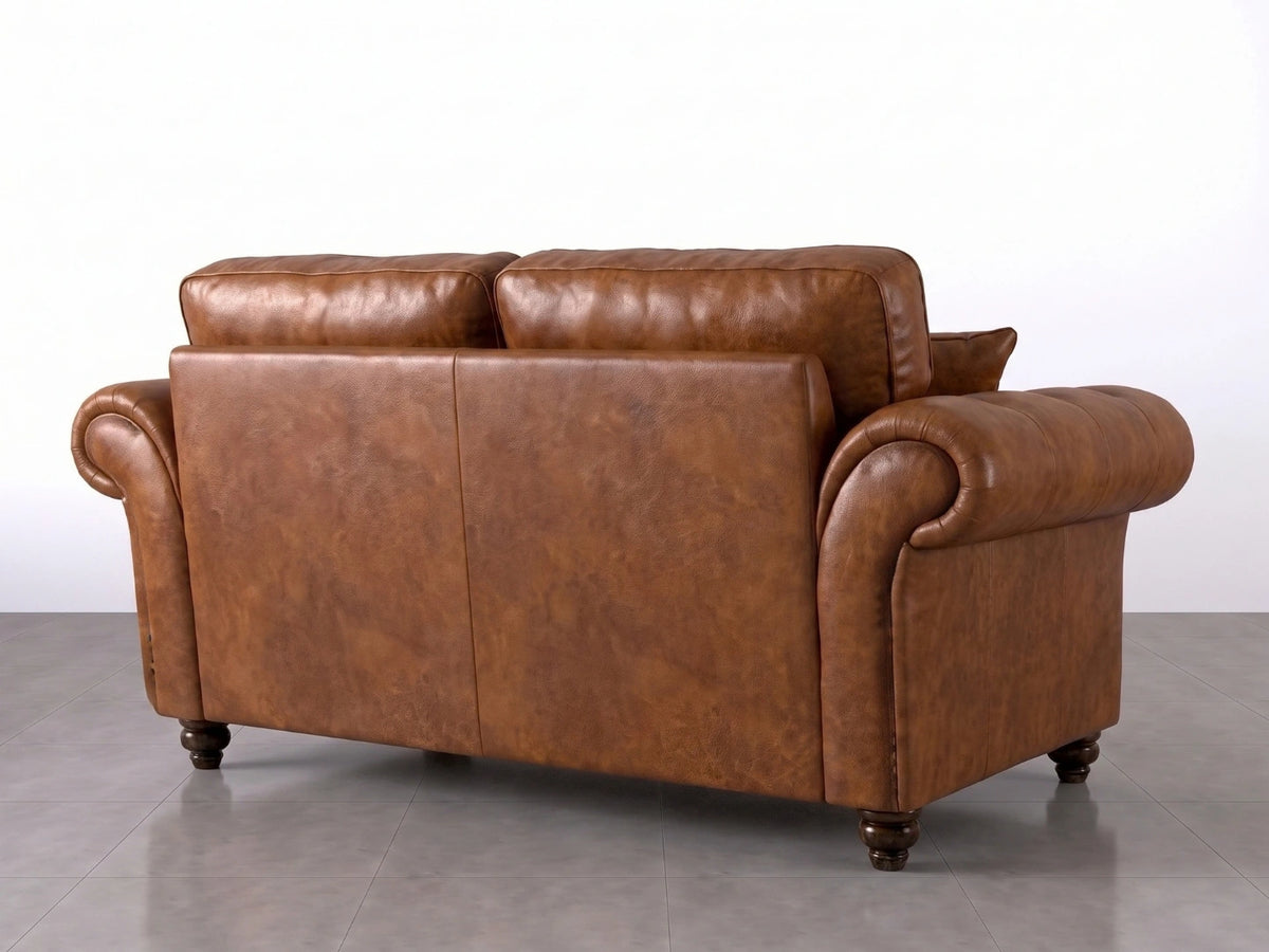 Oakland 3-seater full back leather sofa by Gamzo Outlet, shown in rich brown color with plush cushions and sleek design.