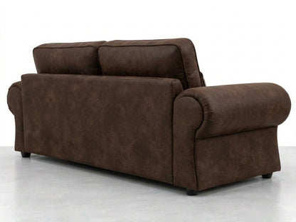 Chocolate brown 3-seater leather sofa from Gamzo Outlet's Wilcot full back sofa set, showcasing plush cushioning and stylish design.