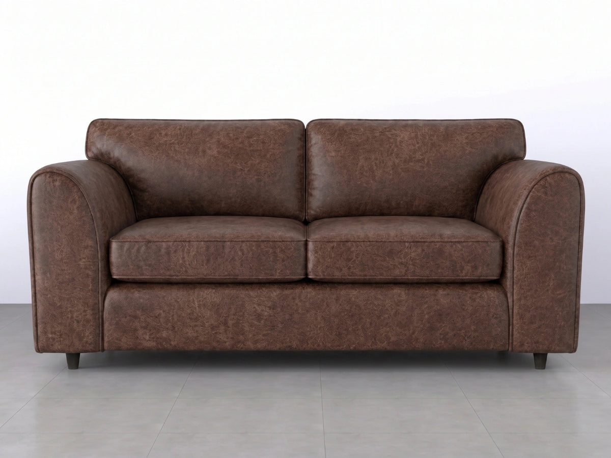 Gamzo Outlet Dillon full back leather sofa set, chocolate brown 3-seater with plush cushions and sleek design.