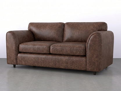 Chocolate brown Dillon full back leather sofa set with three seats, designed by Gamzo Outlet, showing plush cushions and sleek upholstery.