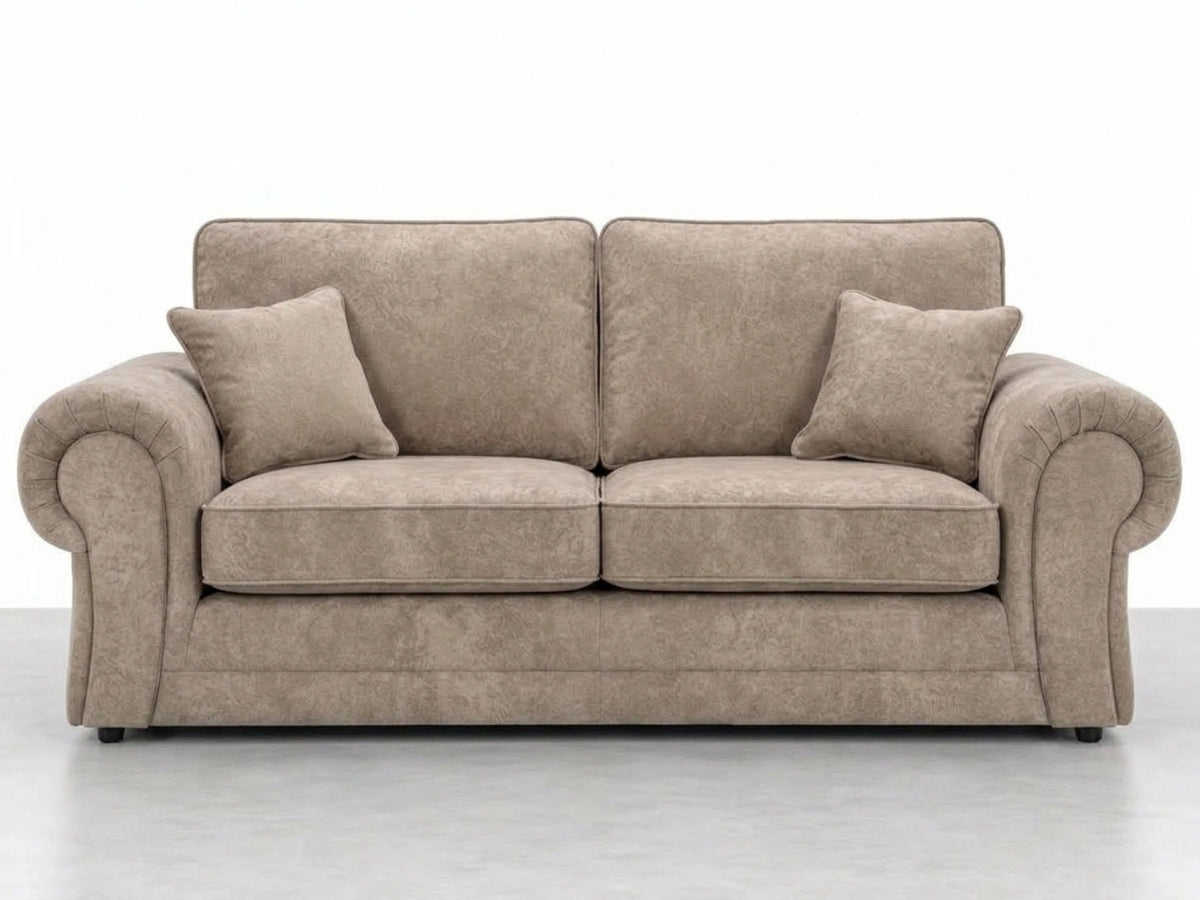 Cream leather 3-seater sofa from Gamzo Outlet's Wilcot full back leather sofa set, showcasing plush cushions and sleek design.