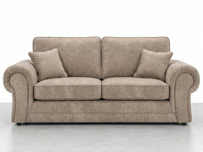 Cream leather 3-seater sofa from Gamzo Outlet's Wilcot full back leather sofa set, showcasing plush cushions and sleek design.