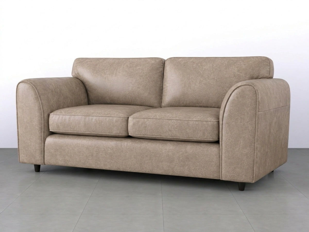 Cream leather Dillon 3-seater sofa from Gamzo Outlet with full back and plush cushions, ideal for modern living rooms.