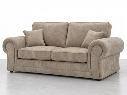 Cream leather 3-seater sofa from Gamzo Outlet's Wilcot full back leather sofa set, showcasing plush cushions and sleek design