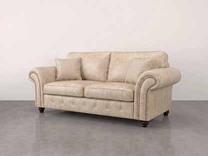 Cream leather Oakland 3-seater sofa with full back and plush cushions from Gamzo Outlet, ideal for living room comfort.
