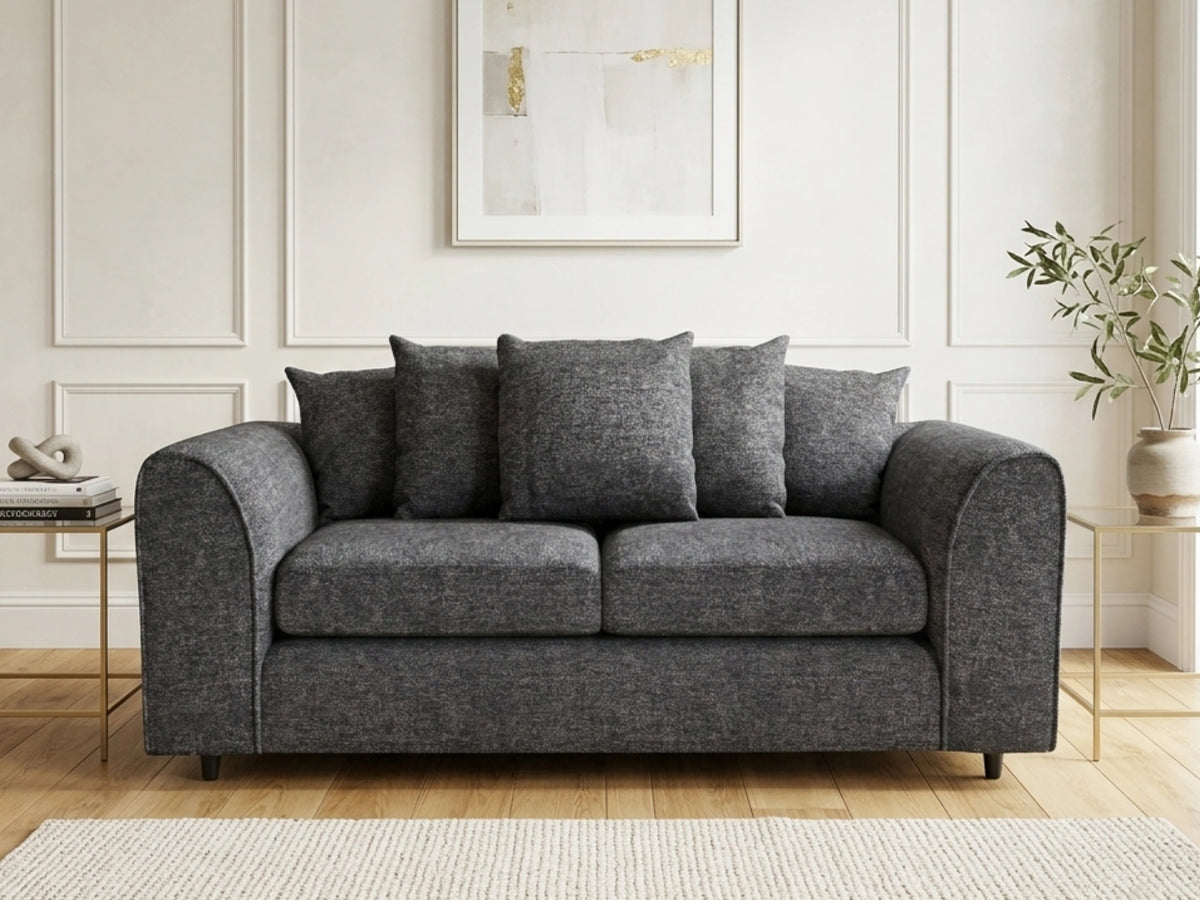 Grey Lisbon fabric 3-seater sofa with scatter back cushions by Gamzo Outlet, showcasing a modern and comfortable living room piece.