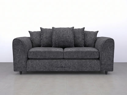 Grey Lisbon Fabric 3 Seater Scatter Back Sofa by Gamzo Outlet showing plush cushions and modern design.