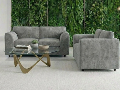 Plush Velvet Fabric Full Back Sofa Set