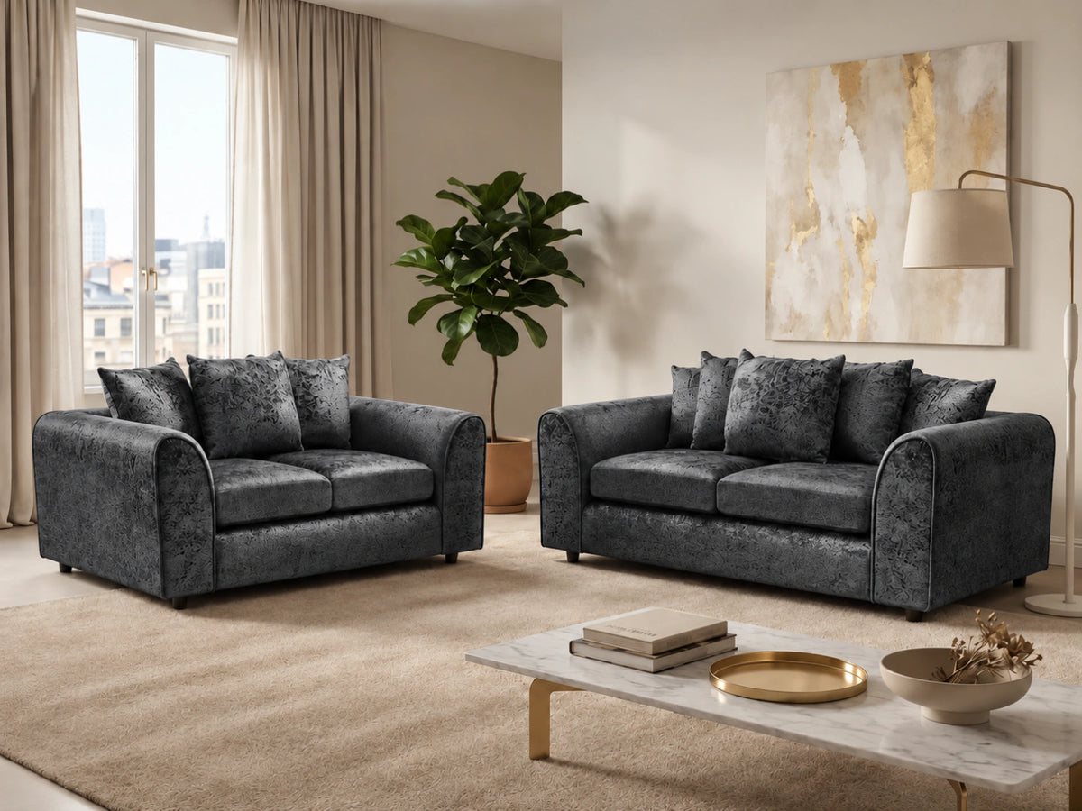 Crushed Velvet Scatter Back Sofa Set
