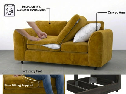 Plush Velvet Fabric Full Back Sofa Set