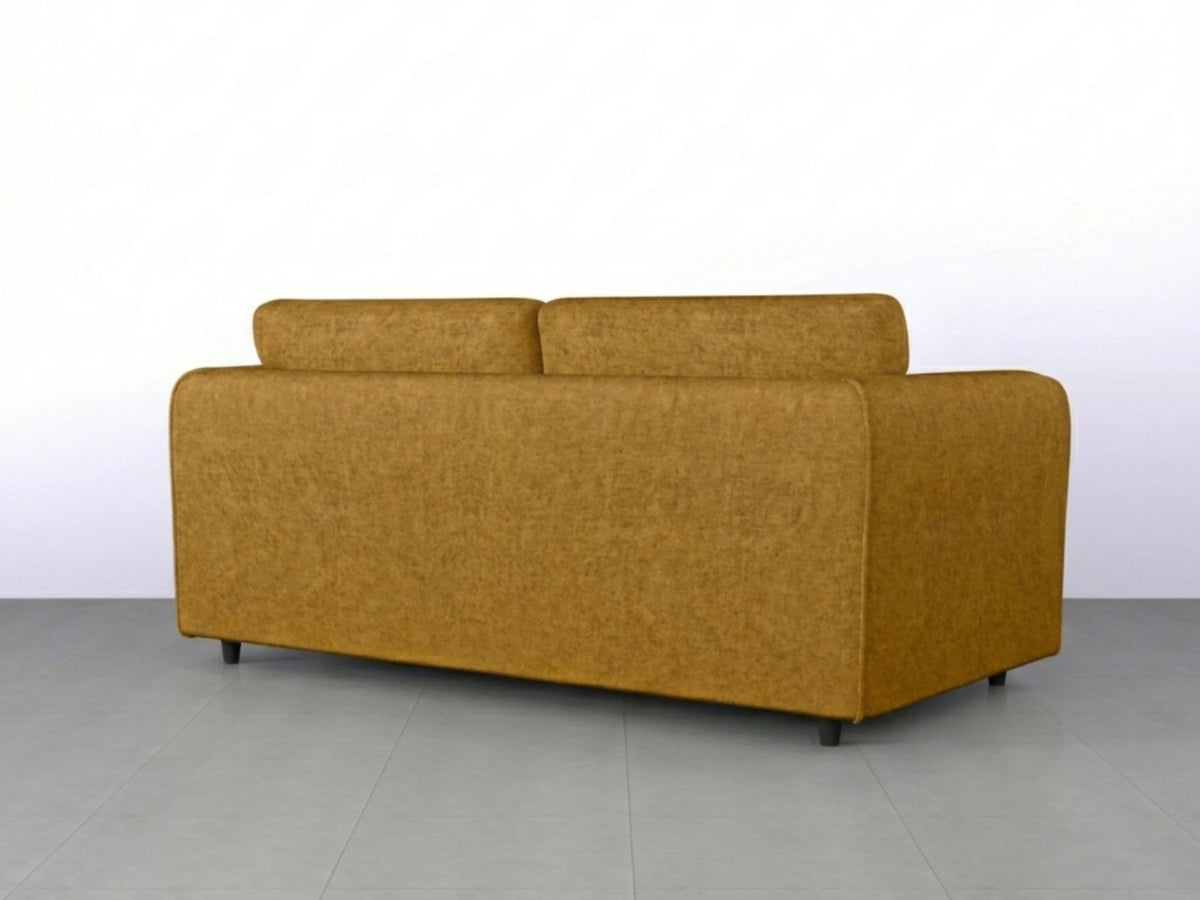Gamzo Outlet Alaska fabric full back sofa set with mustard-colored 3-seater sofa featuring plush cushions and modern design.
