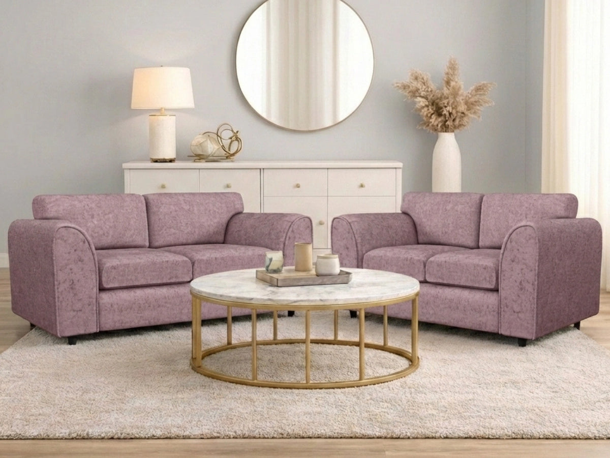 Pink three-seater fabric sofa from Gamzo Outlet's Alaska Full Back Sofa Set, showing plush cushions and modern design.