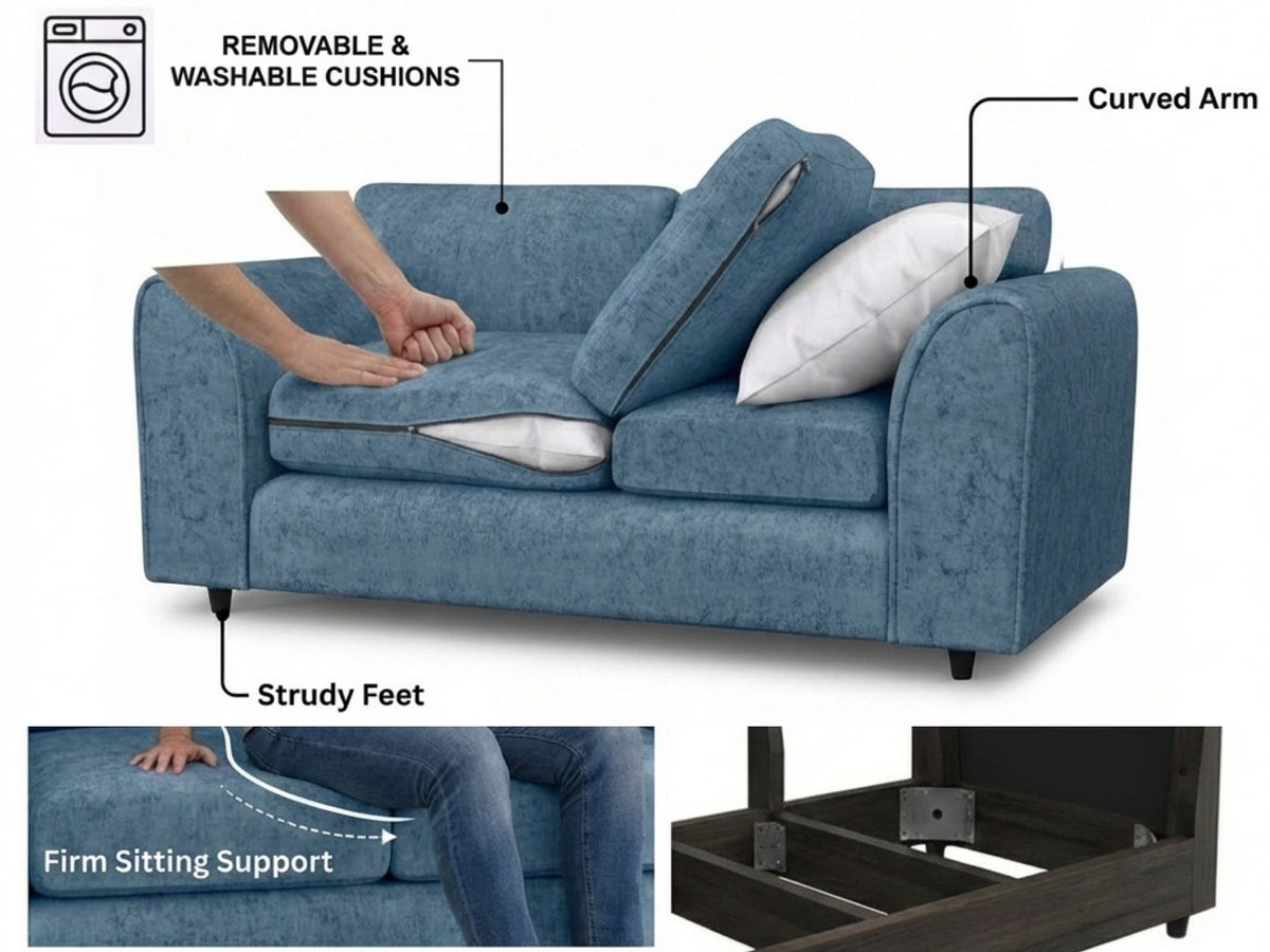 Alaska Fabric Full Back Sofa Set