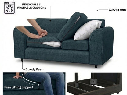 Gamzo Outlet Alaska Fabric full back 3-seater sofa set in teal, showcasing plush cushions and modern design.