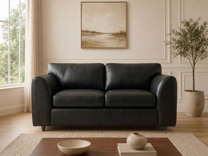 Black Dillon full back leather sofa set by Gamzo Outlet, featuring a stylish 3-seater sofa with comfortable full back design.