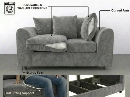 Plush Fabric Scatter Back Sofa Set