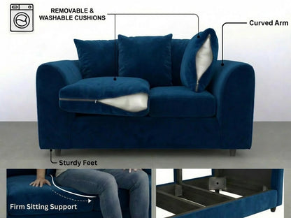 Plush Fabric Scatter Back Sofa Set