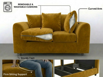 Plush Fabric Scatter Back Sofa Set