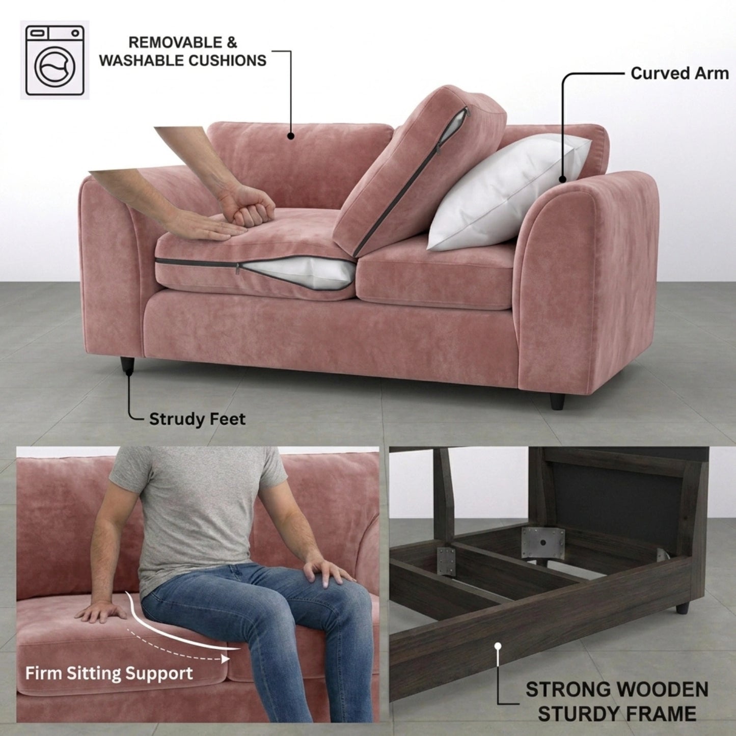 3 seater Pink