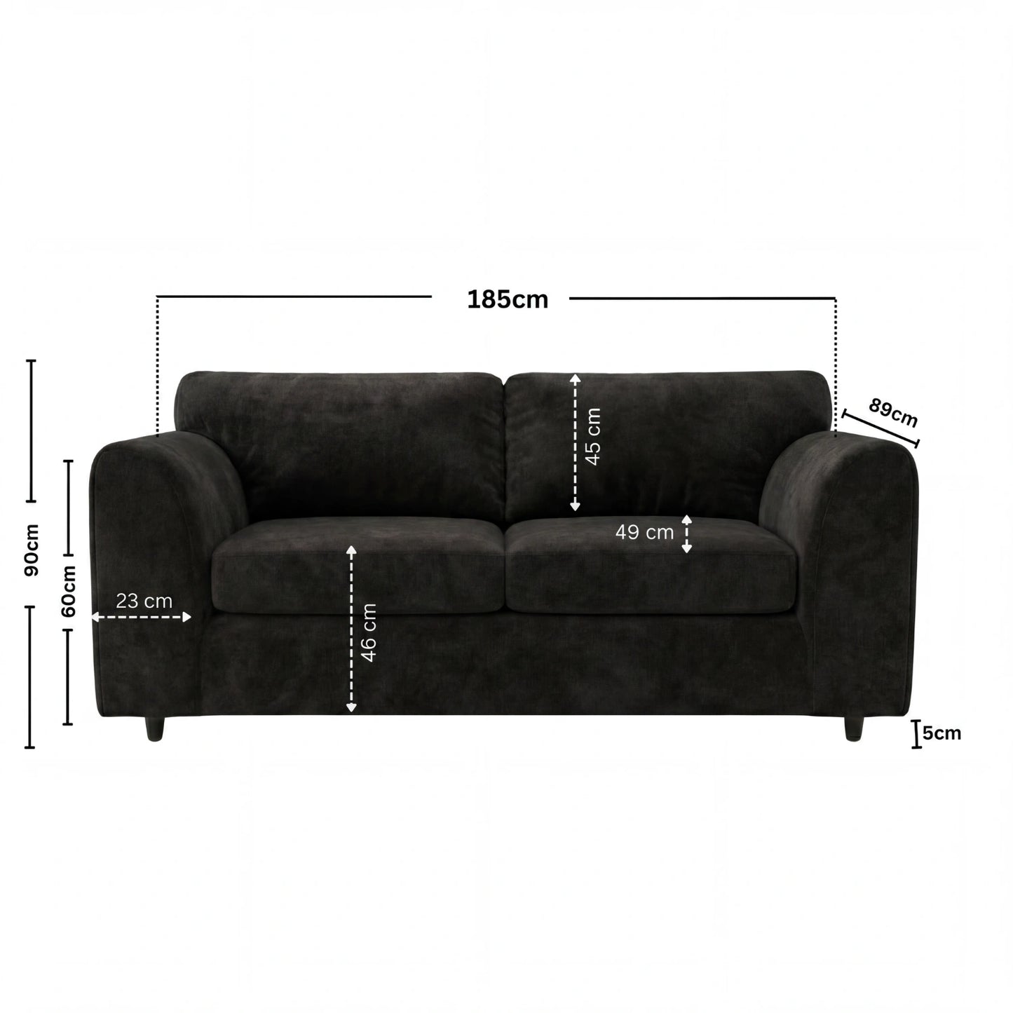 3 seater Black