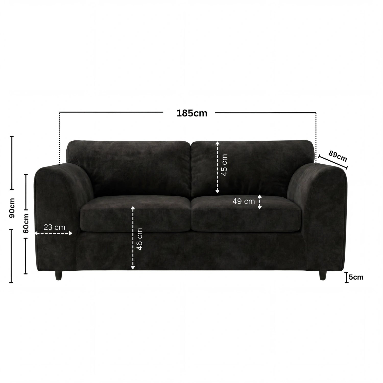 3 seater Black