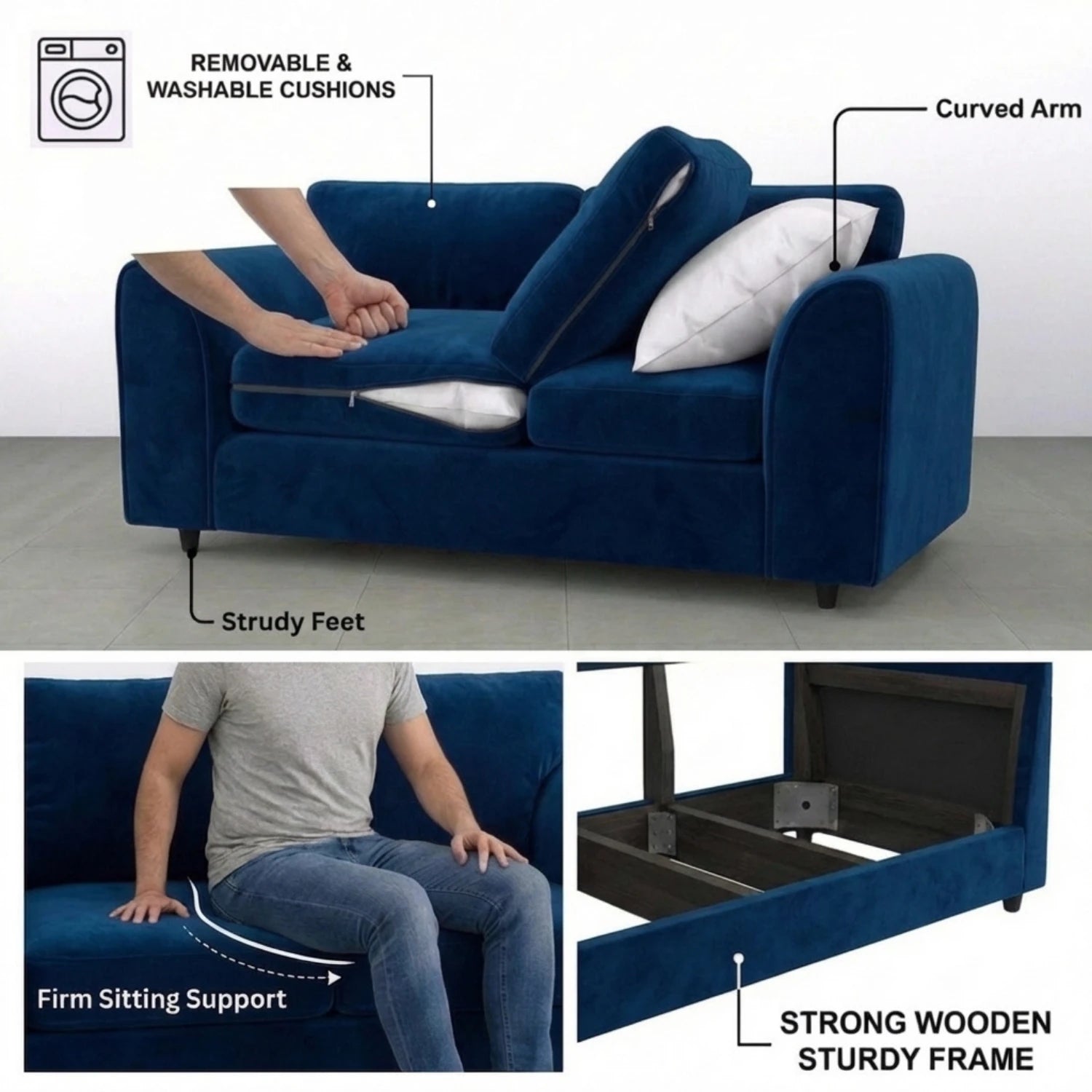 3 seater Midnight Blue