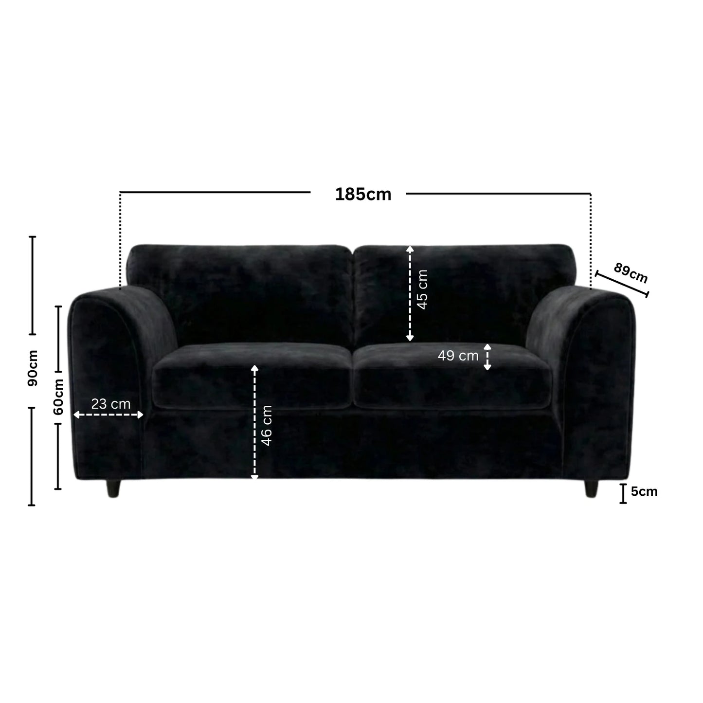 3 seater Black
