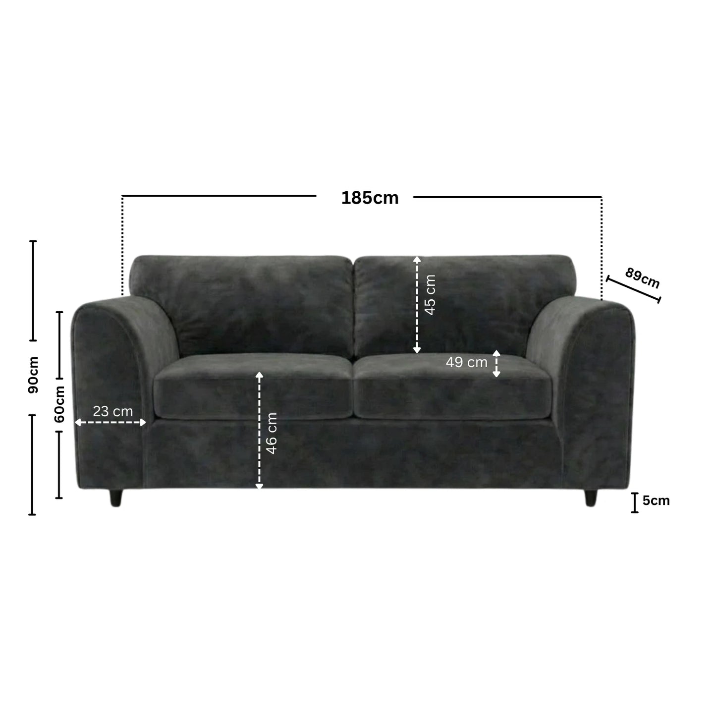 3 seater Dark Grey