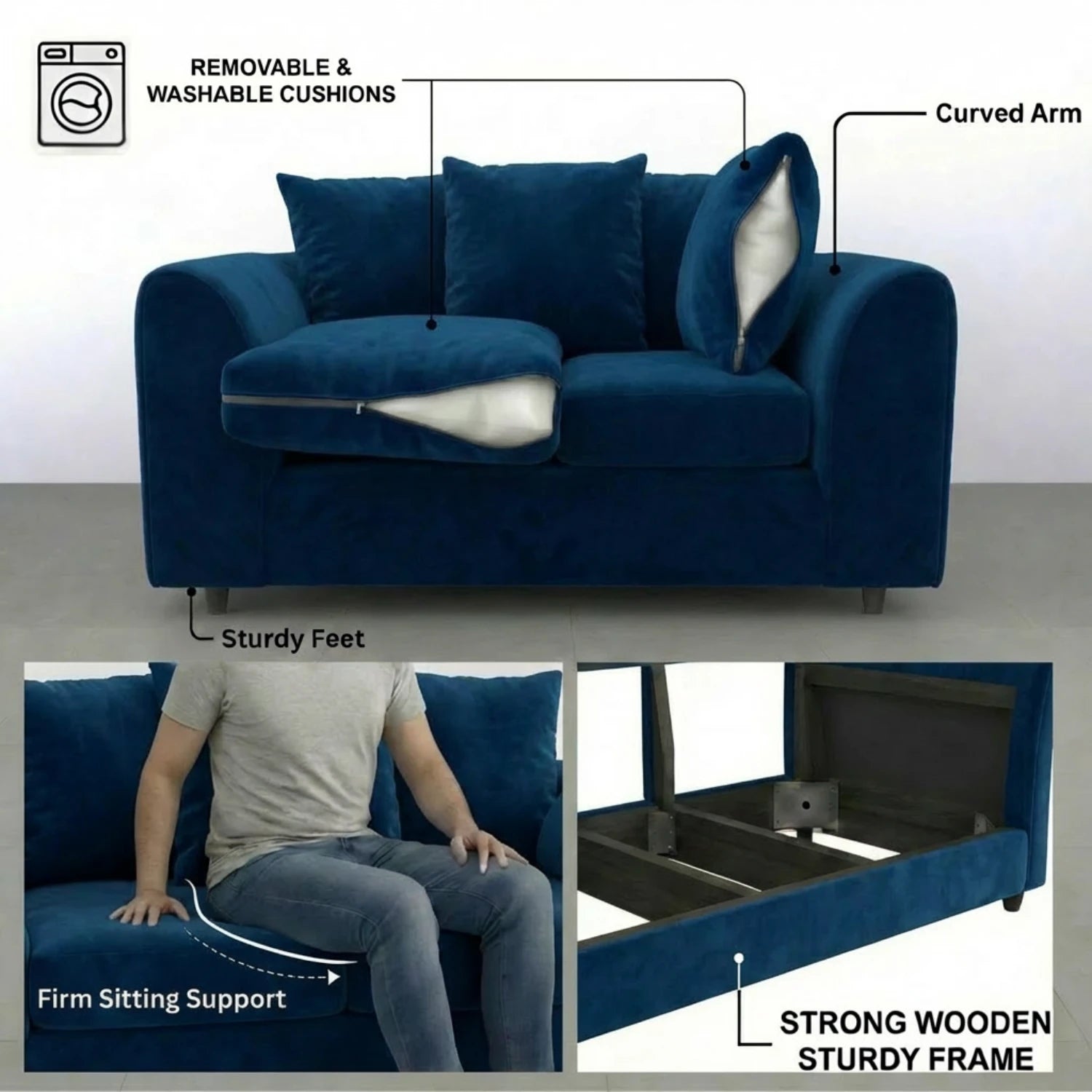 3 seater Midnight Blue