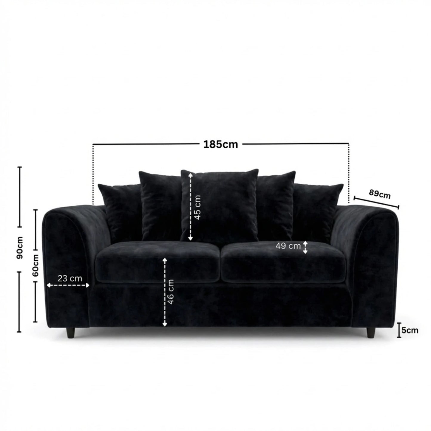 3 seater black